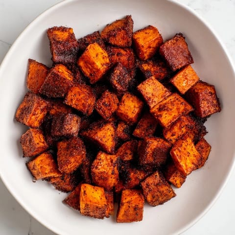 Vibrant image of oven-roasted sweet potatoes, seasoned beautifully, showcasing their naturally sweet flavor.
