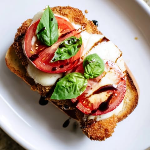 Crispy chicken caprese sandwich showcasing crunchy panko coating, creamy mozzarella, and vibrant red tomato on rustic Italian bread.