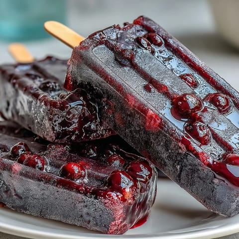 Cool Black Currant Popsicles show juicy texture and lemony tang, ideal for a hot summer day.