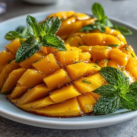 Vibrant tropical fruit display with ripe mangoes and pineapple spears, perfect for summer parties and brunches.