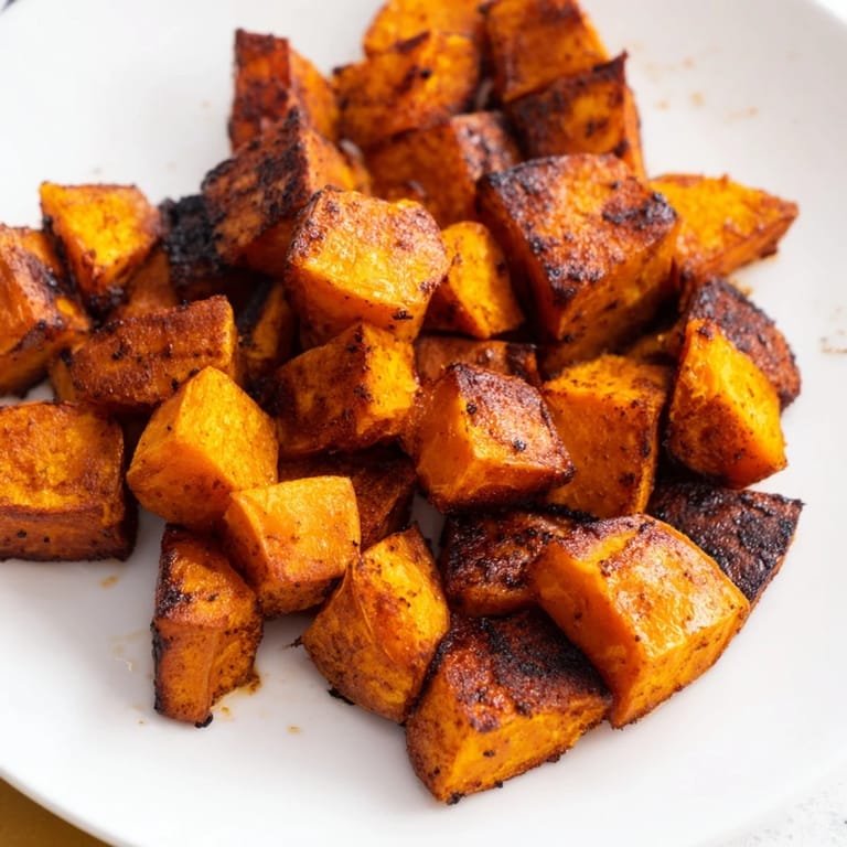 Tender, flavorful roasted sweet potatoes, a simple vegan side; ready in minutes, a beautiful plate.