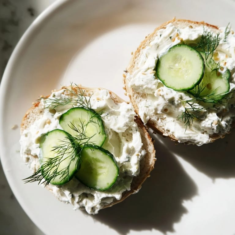 Delicious American breakfast: a bagel with cream cheese and fresh, colorful tomato slices.