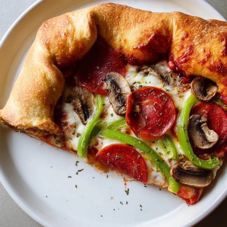 A hearty Stuffed Crust Pizza featuring a golden crust overflowing with cheesy goodness.