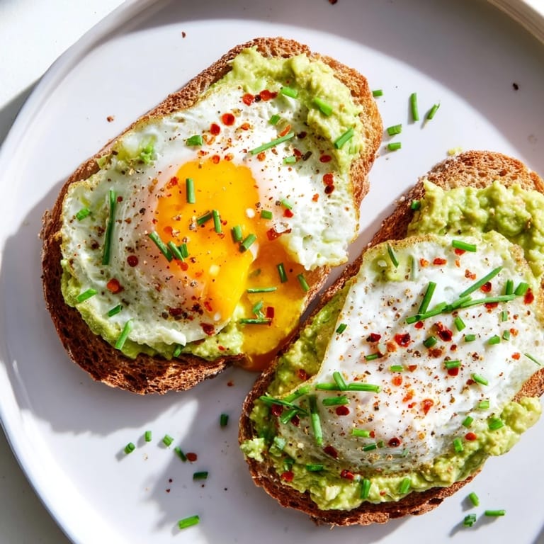 Freshly made avocado toast, sprinkled with herbs, providing a delicious and satisfying vegetarian meal.
