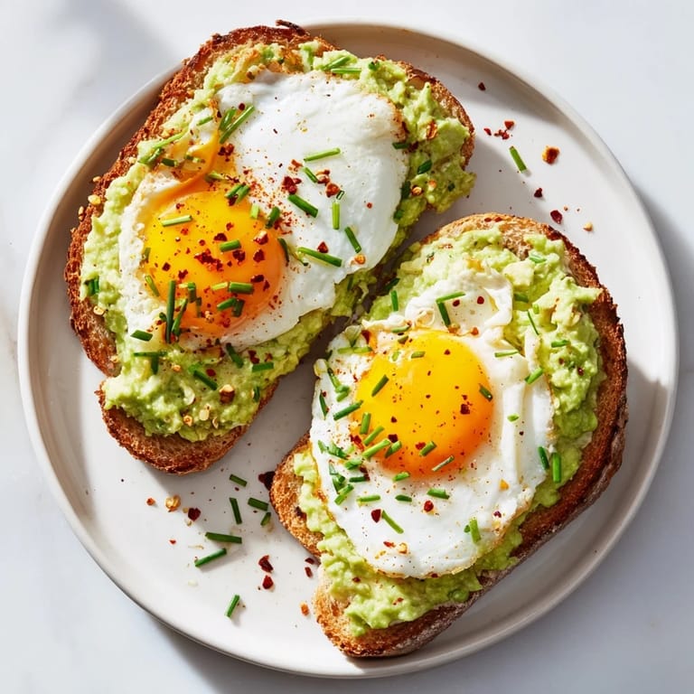 Golden-brown, toasted bread generously layered with flavorful avocado; this is the perfect avocado toast.