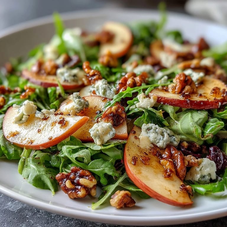 Apple and Walnut Salad served as a light winter side dish, with crumbled blue cheese and fresh greens for extra texture.