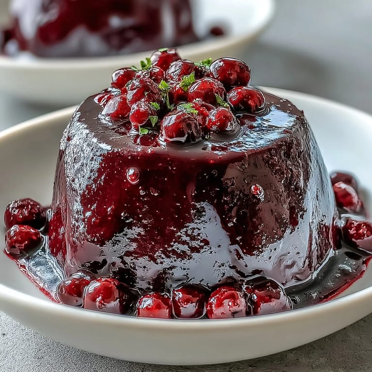 A spoon dipping into creamy Black Currant Panna Cotta served with a wafer cookie.