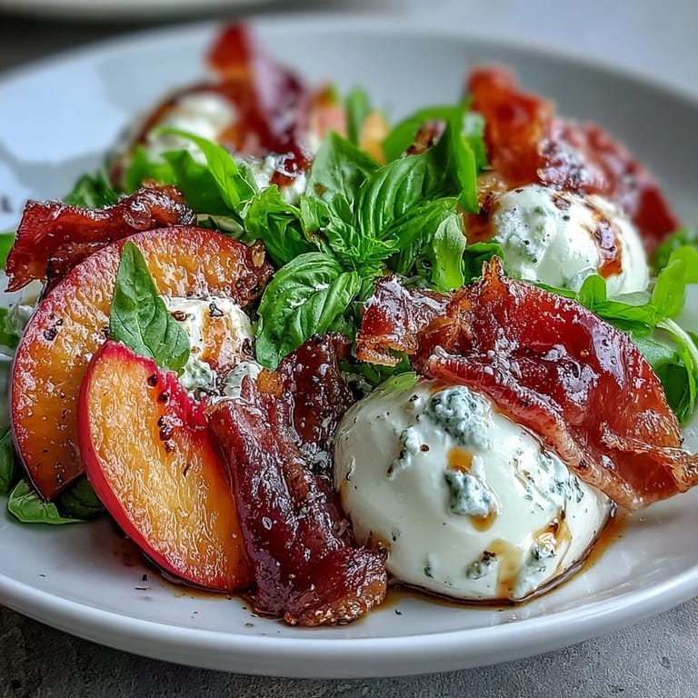 Juicy peaches and burrata shine in this delightful prosciutto summer salad recipe.