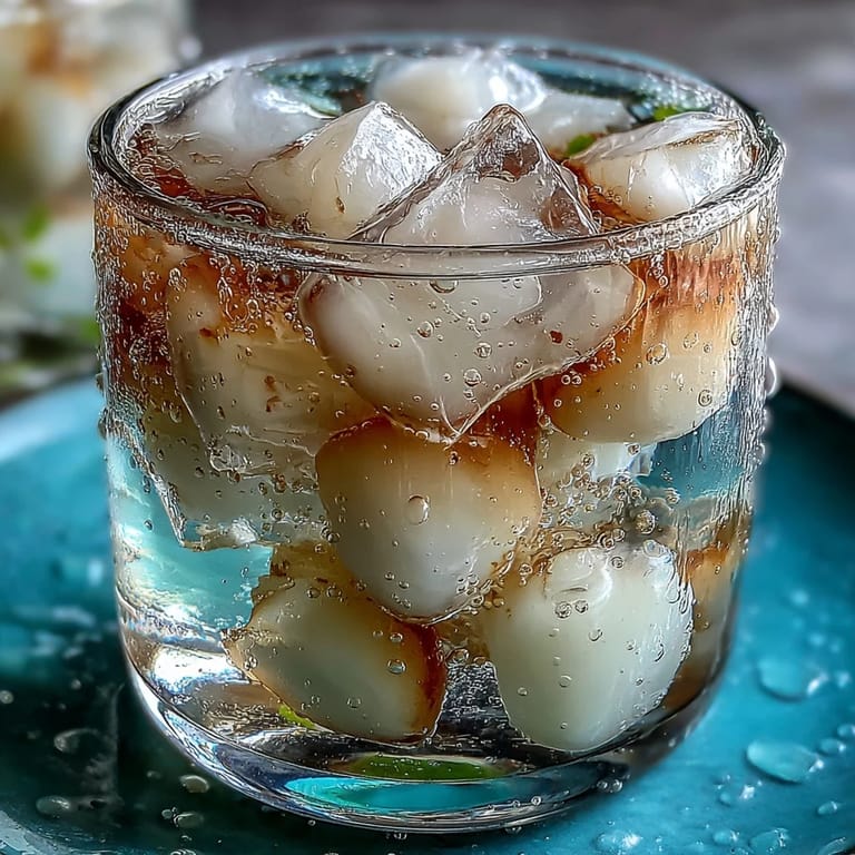 Enjoy these delicate lychee agar jelly cubes served chilled in bright, fizzy yuzu water.