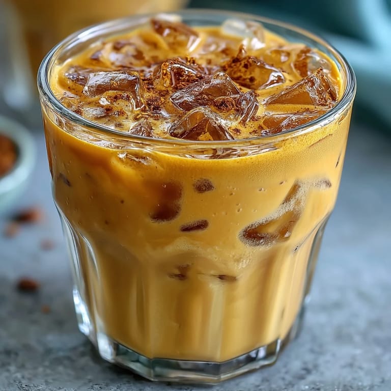 Refreshing Turmeric Golden Milk Iced Latte, ready to sip and enjoy.