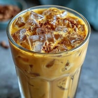 Vibrant Turmeric Golden Milk Iced Latte, creamy spiced milk over ice.