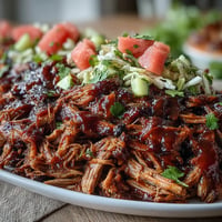 Smoky Juneteenth BBQ Pulled Pork with vibrant watermelon slaw, a sweet and savory delight.